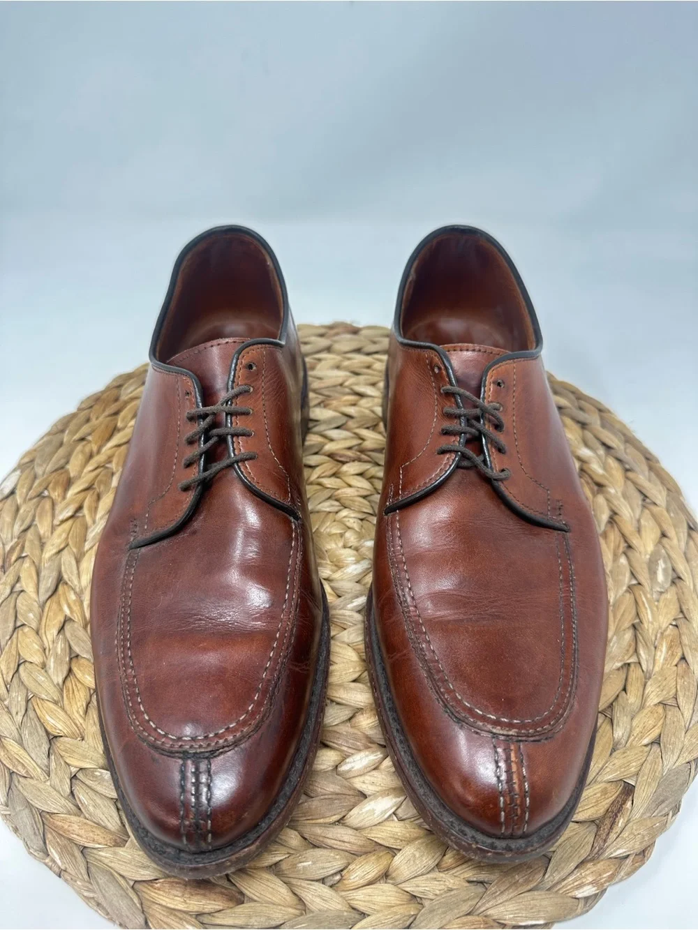 Allen Edmonds LaSalle Derby Shoes Split Toe Chili Brown Leather Size 9.5 Men's